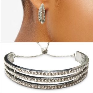 International Concepts- silver tone jewelry set (earrings/bracelet)